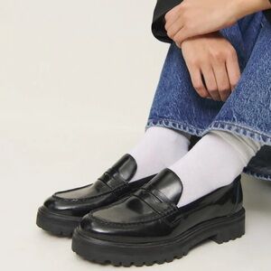 Reformation Black Leather Loafers